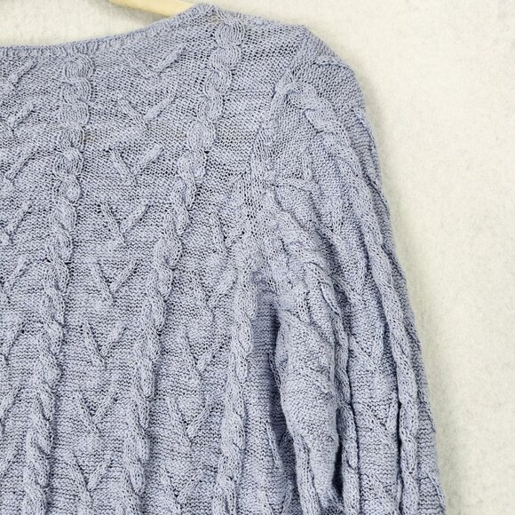 J Jill Sweater Womens Medium Purple Cable Knit Long Sleeve Boat Neck Pullover - Picture 10 of 10